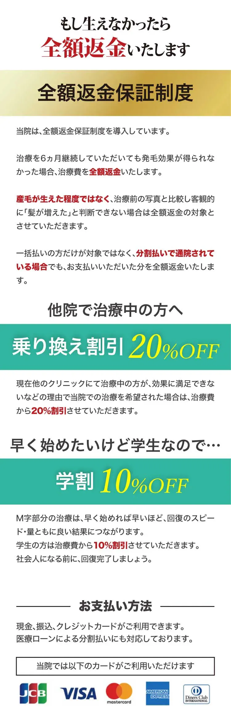 もし生えなかったら全額返金いたします